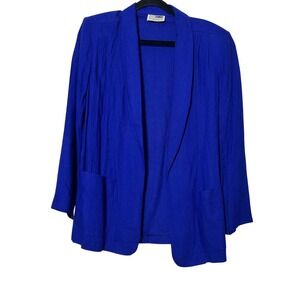 Vintage Deadstock Russ Royal Blue Knit Open‎ Front Blazer Jacket